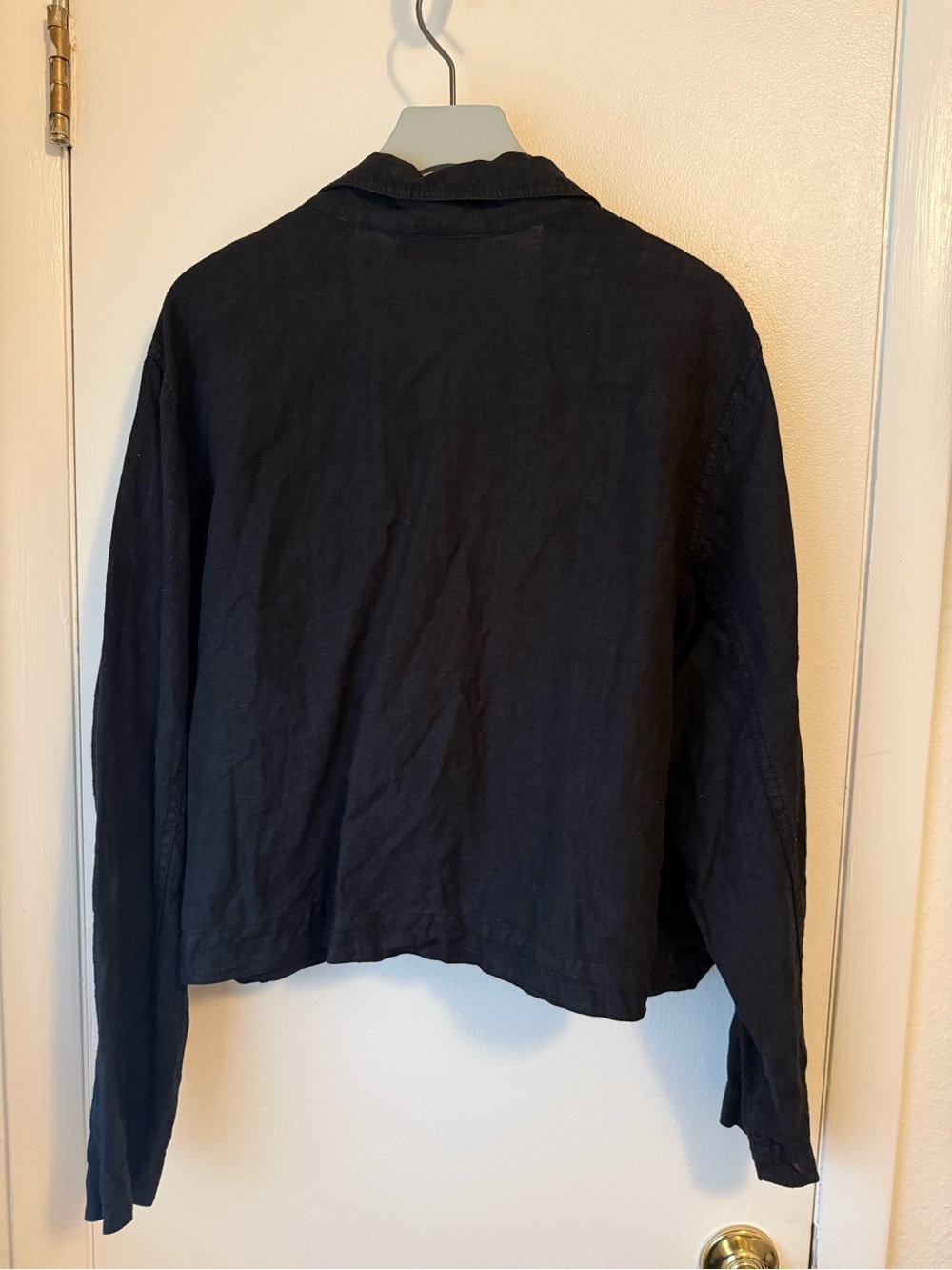 100% Linen Women's Black Lightweight Open-Front Jacket with Pockets - Picture 4 of 4